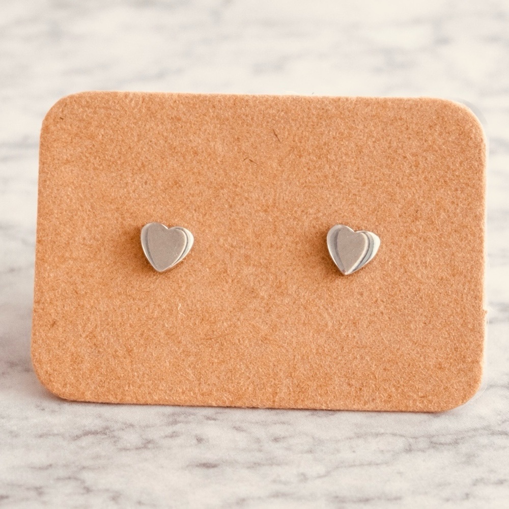Minimal Silver Heart Stud Earrings | NEW